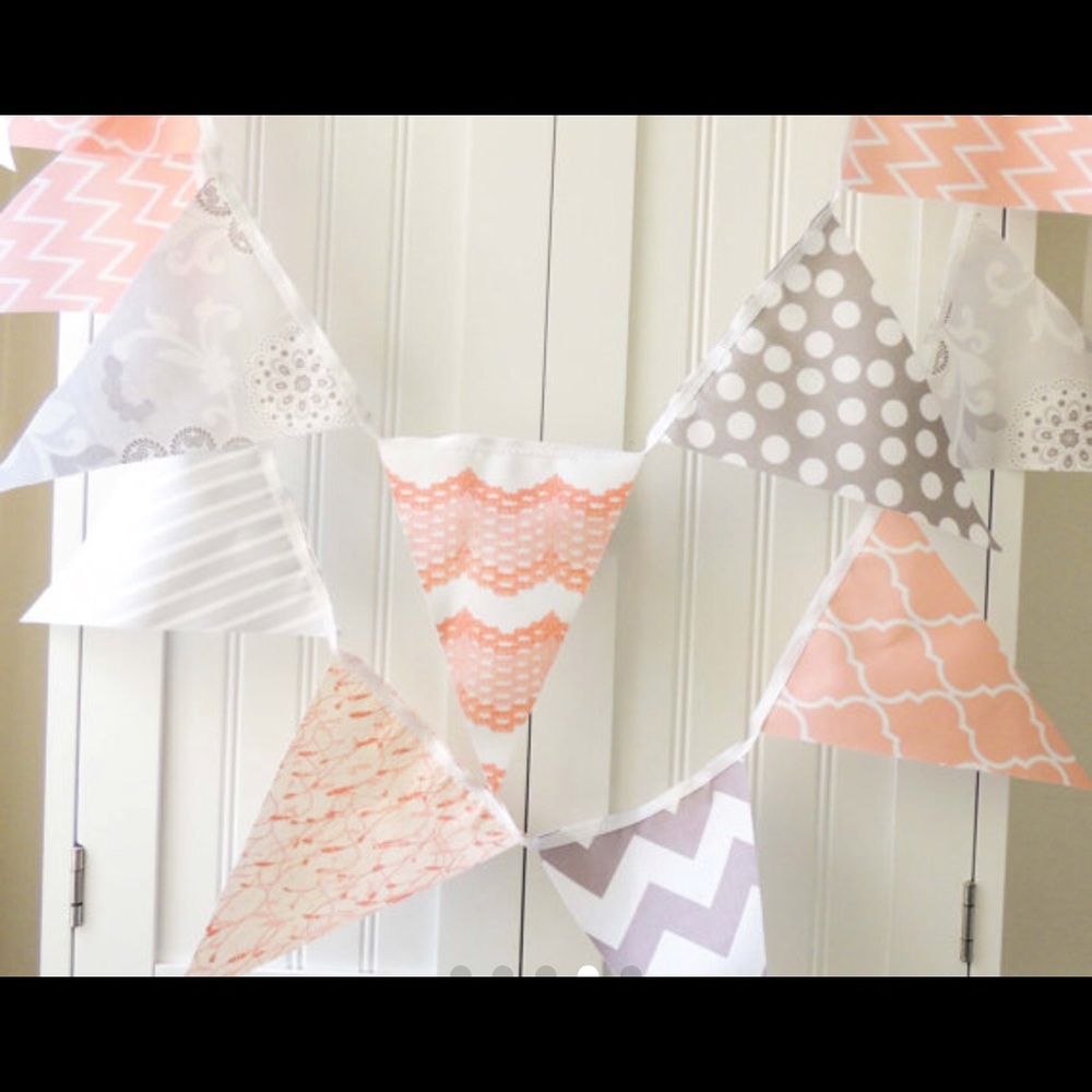 Peach Gray and White cotton Bunting